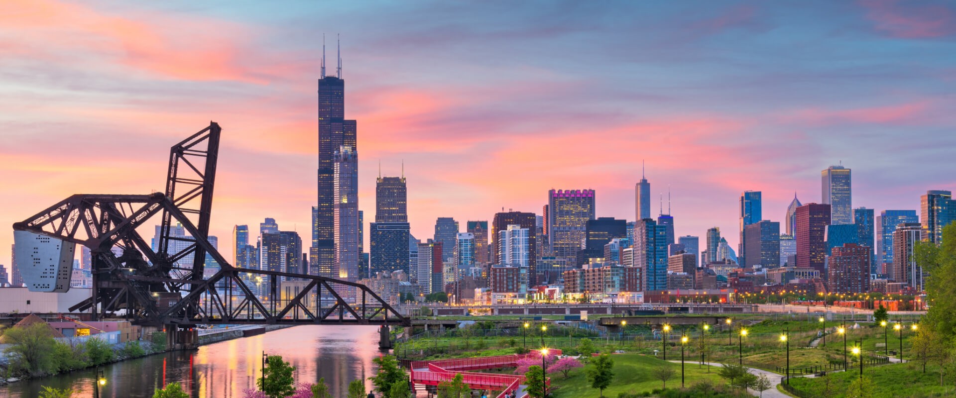 Chicago skyline at sunset over Lake Michigan — Tristate Financial Advisors Chicago